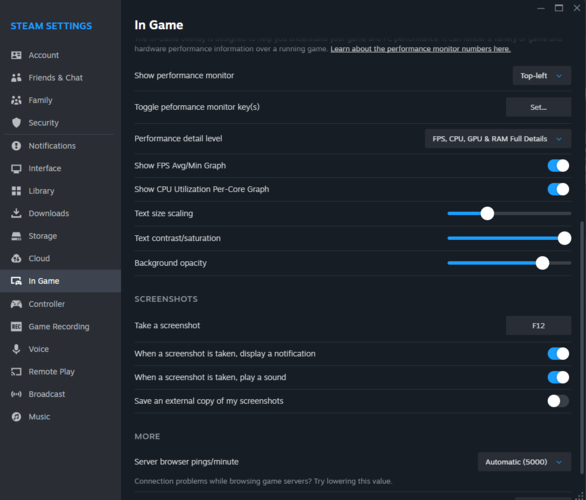 Come abilitare le metriche di monitoraggio delle prestazioni avanzate di Steam (fonte: Valve)